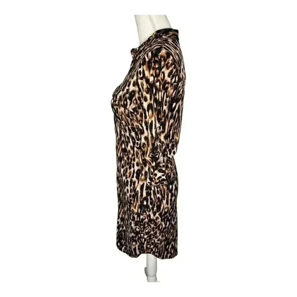 New York & Company Women’s XS Stretchy‎ Cheetah Print Button Front Dress
